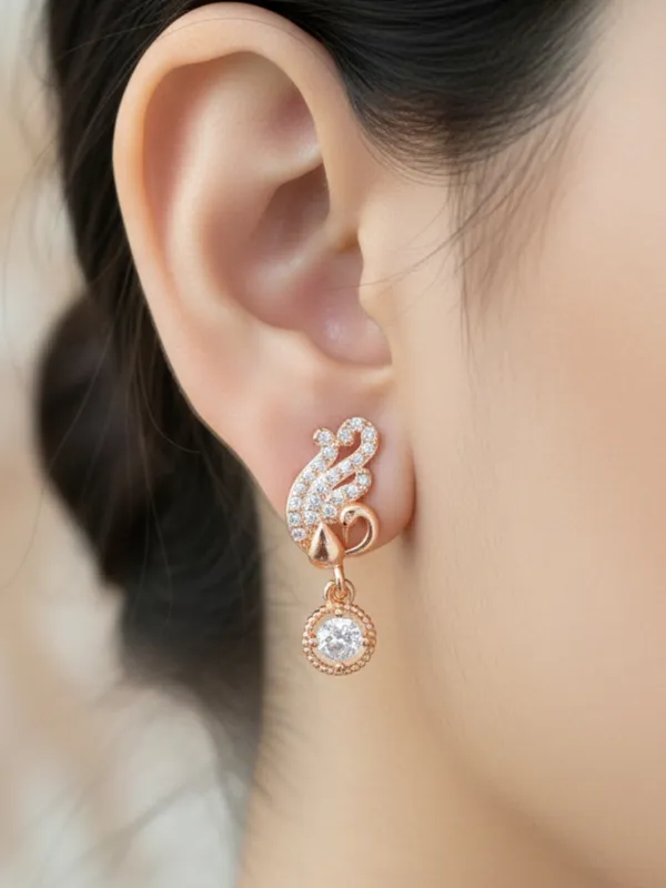 Exquisite_Rose_Gold_Swan_Drop_Earrings_from_Reesha_Jewel