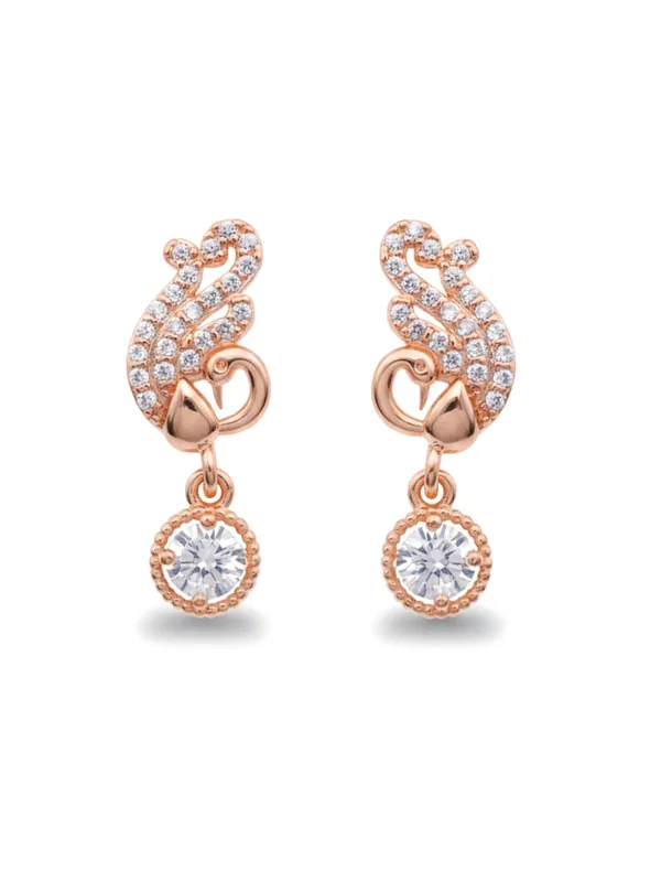 Exquisite_Rose_Gold_Swan_Drop_Earrings_from_Reesha_Jewel