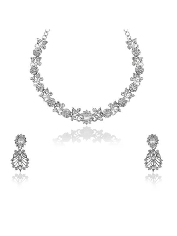Floral_pattern_Jewellery_set_in_Kundan_and_Immitation_Diamonds_in_Silver