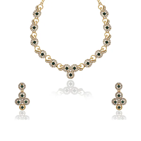 Gold-Tone_green_Necklace_Set_for_Women-_Matching_Earrings_Included,