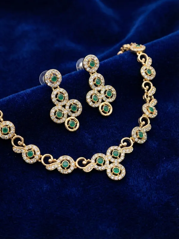 Gold-Tone_green_Necklace_Set_for_Women-_Matching_Earrings_Included,