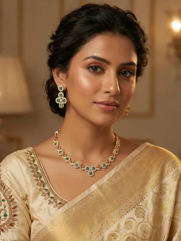 Gold-Tone_green_Necklace_Set_for_Women-_Matching_Earrings_Included,