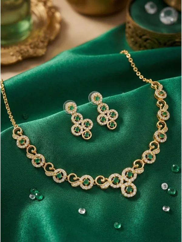 Gold-Tone_green_Necklace_Set_for_Women-_Matching_Earrings_Included,
