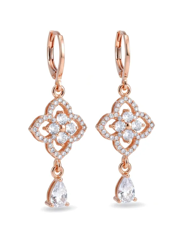 Rose_Gold_Dangle_Earrings_for_Women,_Cubic_Zirconia_Clover_Design_with_Teardrop