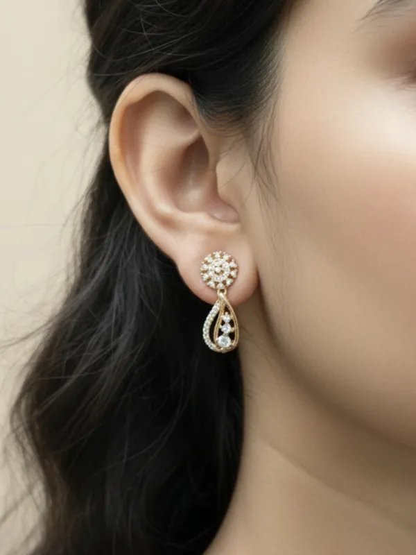 Rose_Gold_Teardrop_Dangle_Earrings_for_Women,_Crystal_Embellished_Floral_Stud_Design