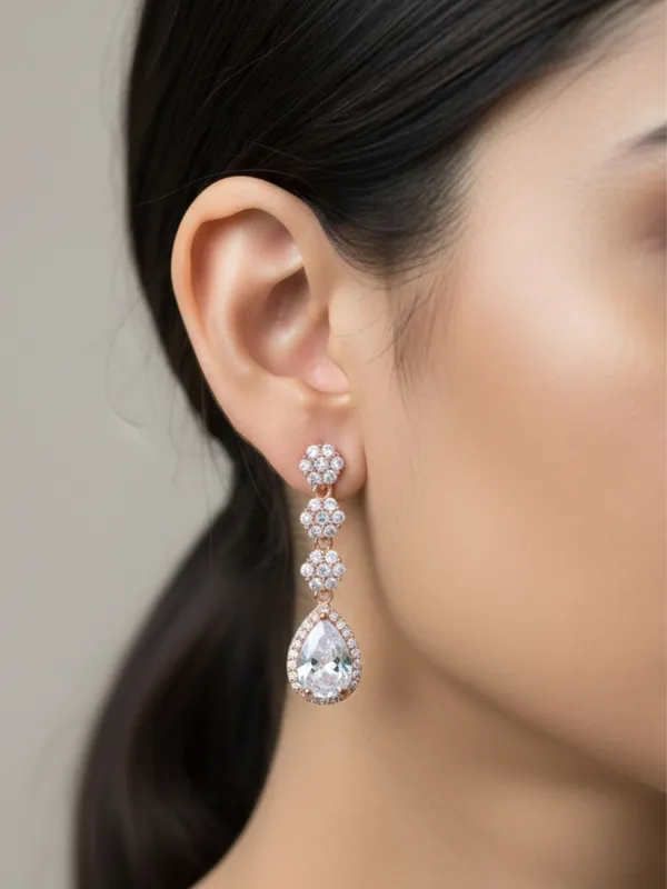 Rose_Gold_Teardrop_Dangle_Earrings_for_Women,_Cubic_Zirconia_Crystal_Drop_Earrings_with_Halo_Design
