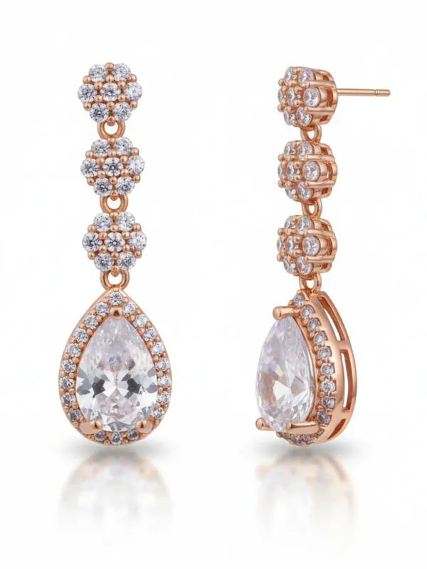 Rose_Gold_Teardrop_Dangle_Earrings_for_Women,_Cubic_Zirconia_Crystal_Drop_Earrings_with_Halo_Design