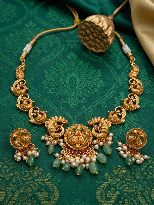 Royal_Heritage_Antique_Peacock_Necklace_&_Earring_Set_with_Mint_Green_Beads