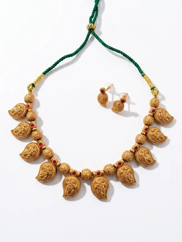 Royal_Maharashtrian_Antique_Gold-Plated_Mango_(KAIRI)_Motif_Necklace_Set_with_Ruby_Kundan_&_Matching_Earrings