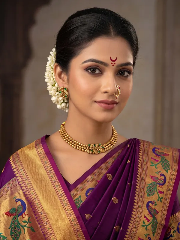 Royal_Maharashtrian_Green_Kundan_Antique_Gold_Choker_Set