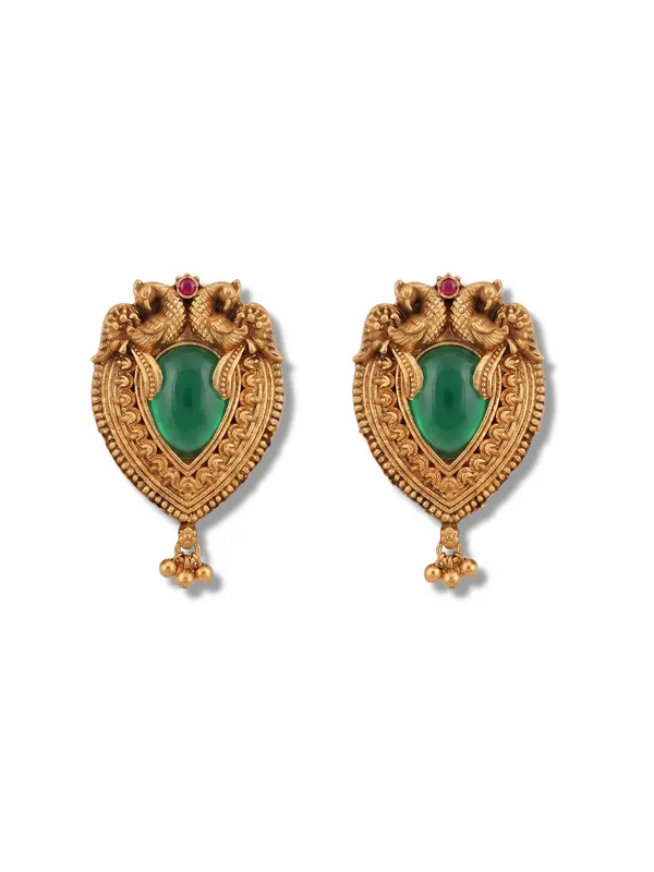 Royal_South_Indian_Antique_Gold_&_Green_Kundan_Pendant_Set