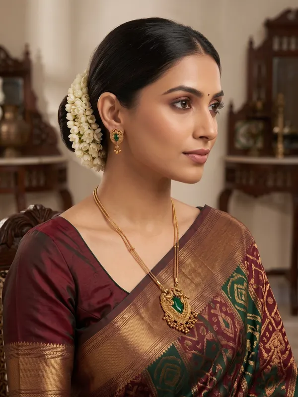 Royal_South_Indian_Antique_Gold_&_Green_Kundan_Pendant_Set