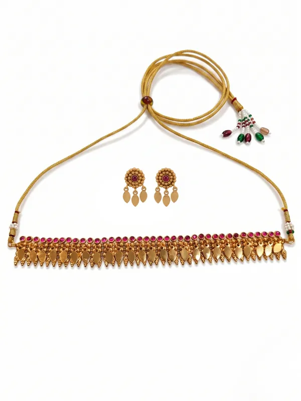 Traditional_Antique_Gold_Plated_Ruby_Elakkathali_Choker_Set_with_Earrings
