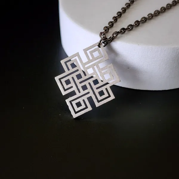 Steel_White_Endless_Knot_Karma_Symbol_Metal_Pendant_(12_Inch)