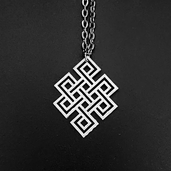 Steel_White_Endless_Knot_Karma_Symbol_Metal_Pendant_(12_Inch)