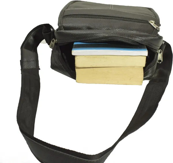 Black_Synthetic_Leather_Sling_Cross_Body_Bag_For_Boys_&_Girls