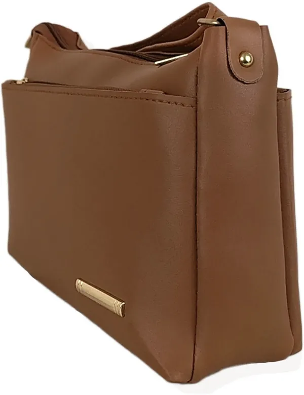 Tan_Synthetic_Leather_Sling_Bag_For_Girls