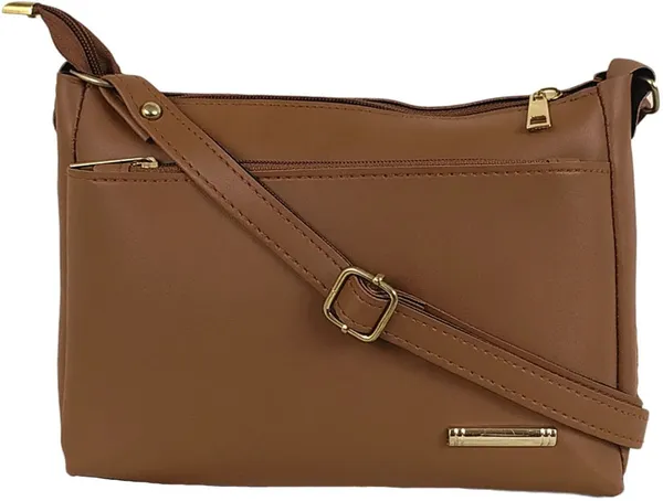 Tan_Synthetic_Leather_Sling_Bag_For_Girls