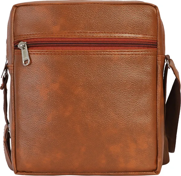 Tan_Synthetic_Leather_Sling_Cross_Body_Bag_For_Boys_&_Girls