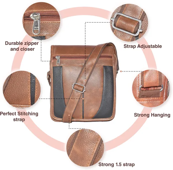 Brown_&_Black_Synthetic_Leather_Sling_Cross_Body_One_Side_Shoulder_Bag_For_Men_Women