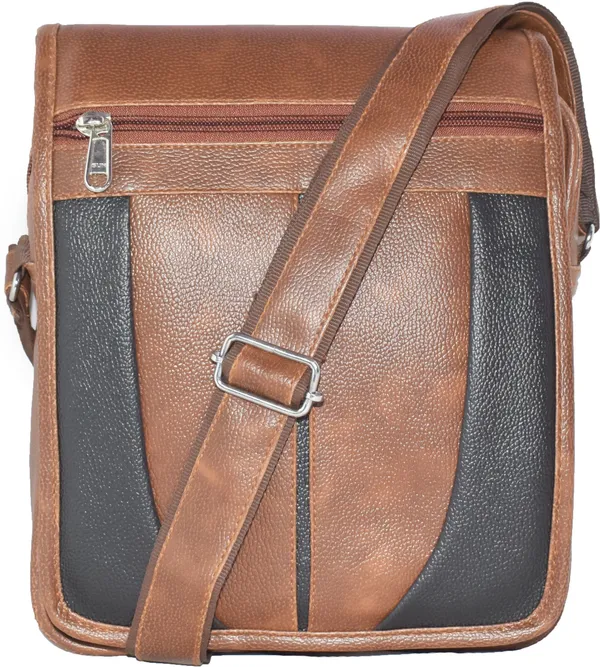 Brown_&_Black_Synthetic_Leather_Sling_Cross_Body_One_Side_Shoulder_Bag_For_Men_Women