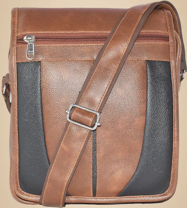 Brown_&_Black_Synthetic_Leather_Sling_Cross_Body_One_Side_Shoulder_Bag_For_Men_Women