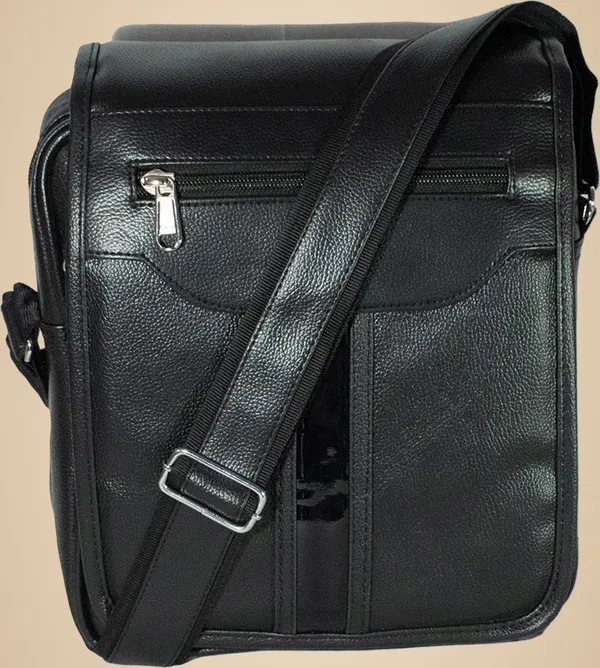 Black_Synthatic_Leather_Sling_Bag__For_Girl_&_Boy