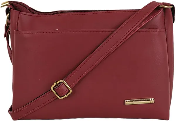 Maroon_Synthatic_Leather_Sling_Bag__For_Girls