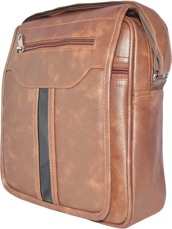 Tan_Synthatic_Leather_Sling_Bag_For_Girl_&_Boy