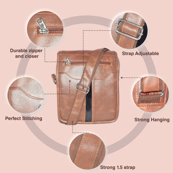 Tan_Synthatic_Leather_Sling_Bag_For_Girl_&_Boy