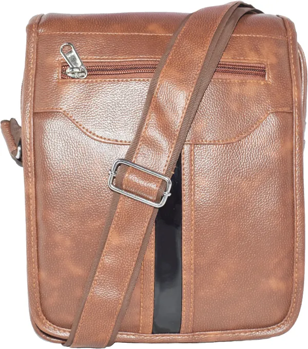 Tan_Synthatic_Leather_Sling_Bag_For_Girl_&_Boy