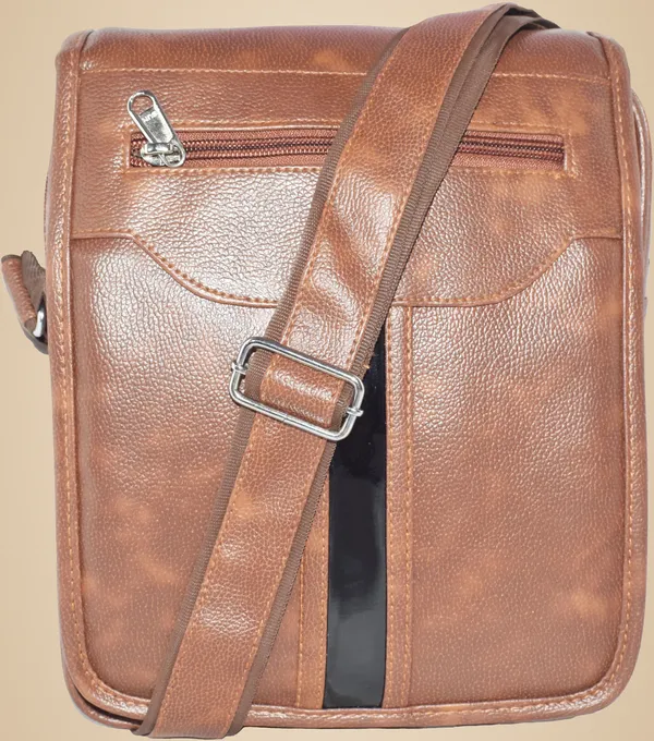 Tan_Synthatic_Leather_Sling_Bag_For_Girl_&_Boy