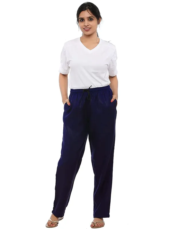 Navy_Blue_Plus_Size_Cotton_Linen_Solid_Lounge_Bottom_Pant_Pyjamas_For_Women