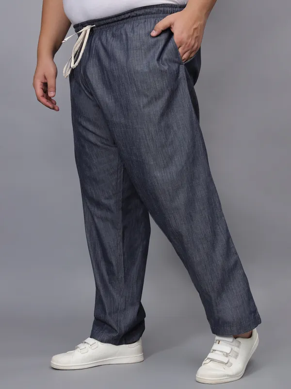 Navy_Denim_Plus_Size_Cotton_Casual_Lightweight_Solid_Pyjama_Beach_Pants_Elastic_Waist_Pyjama_For_Men