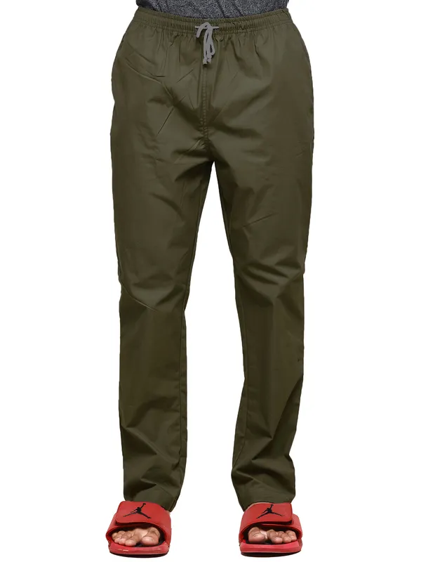 Olive_Green_Plus_Size_Cotton_Casual_Lightweight_Solid_Pyjama_Beach_Pants_Elastic_Waist_Pyjama_For_Men