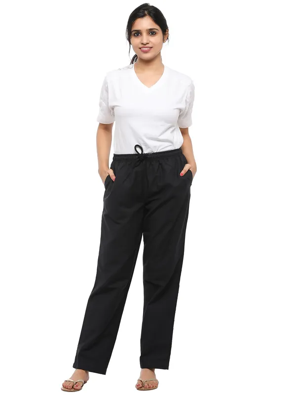 Black_Plus_Size_Cotton_Linen_Solid_Lounge_Bottom_Pant_Pyjamas_For_Women