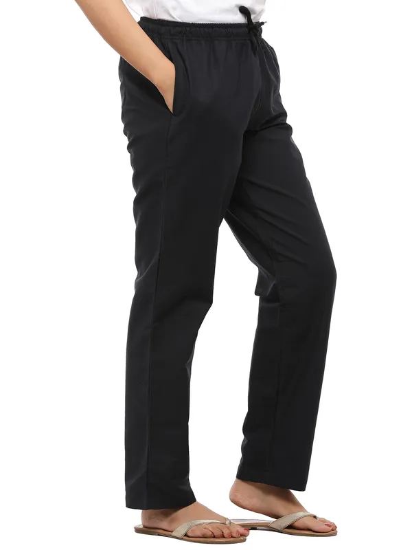 Black_Plus_Size_Cotton_Linen_Solid_Lounge_Bottom_Pant_Pyjamas_For_Women