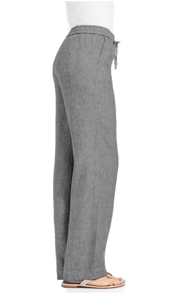Grey_Chambray_Plus_Size_Cotton_Linen_Solid_Lounge_Bottom_Pant_Pyjamas_For_Women