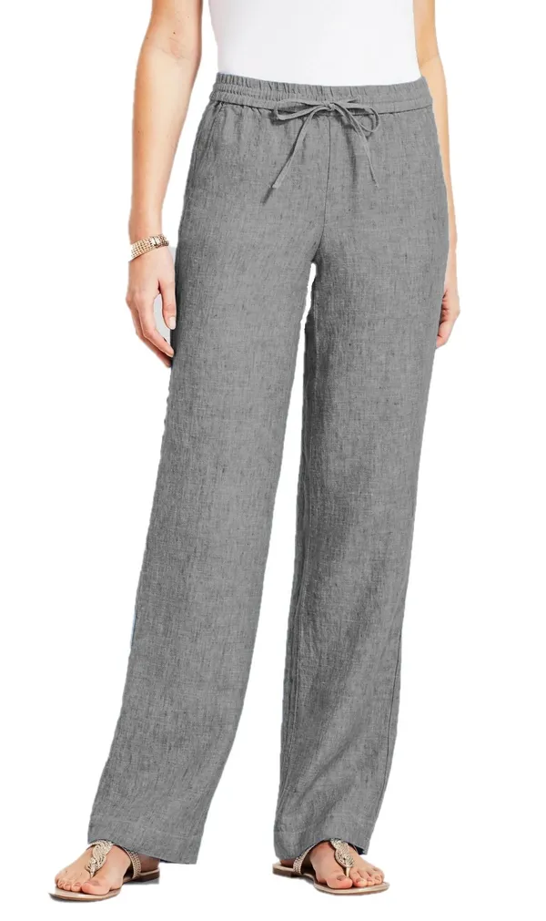 Grey_Chambray_Plus_Size_Cotton_Linen_Solid_Lounge_Bottom_Pant_Pyjamas_For_Women