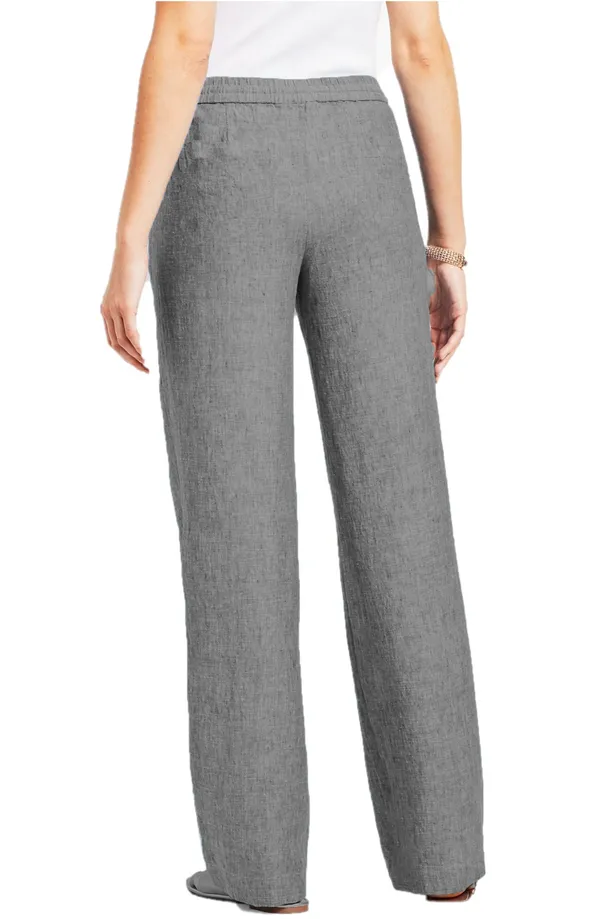 Grey_Chambray_Plus_Size_Cotton_Linen_Solid_Lounge_Bottom_Pant_Pyjamas_For_Women