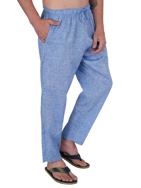 Sky_Blue_Chambray_Plus_Size_Cotton_Casual_Lightweight_Solid_Pyjama_Beach_Pants_Elastic_Waist_Pyjama_For_Men