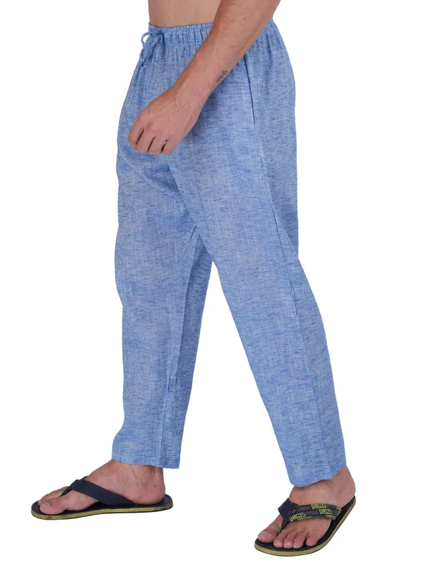 Sky_Blue_Chambray_Plus_Size_Cotton_Casual_Lightweight_Solid_Pyjama_Beach_Pants_Elastic_Waist_Pyjama_For_Men