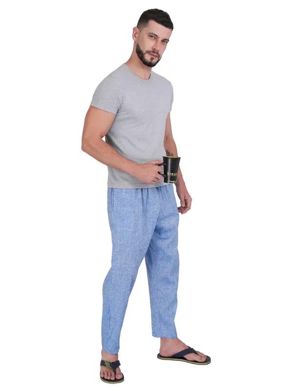 Sky_Blue_Chambray_Plus_Size_Cotton_Casual_Lightweight_Solid_Pyjama_Beach_Pants_Elastic_Waist_Pyjama_For_Men