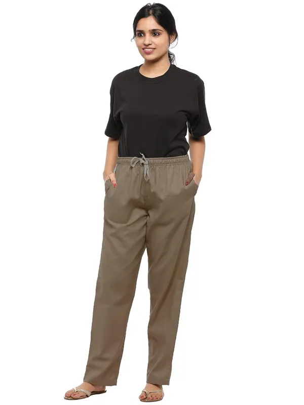 Brown_Plus_Size_Cotton_Linen_Solid_Lounge_Bottom_Pant_Pyjamas_For_Women