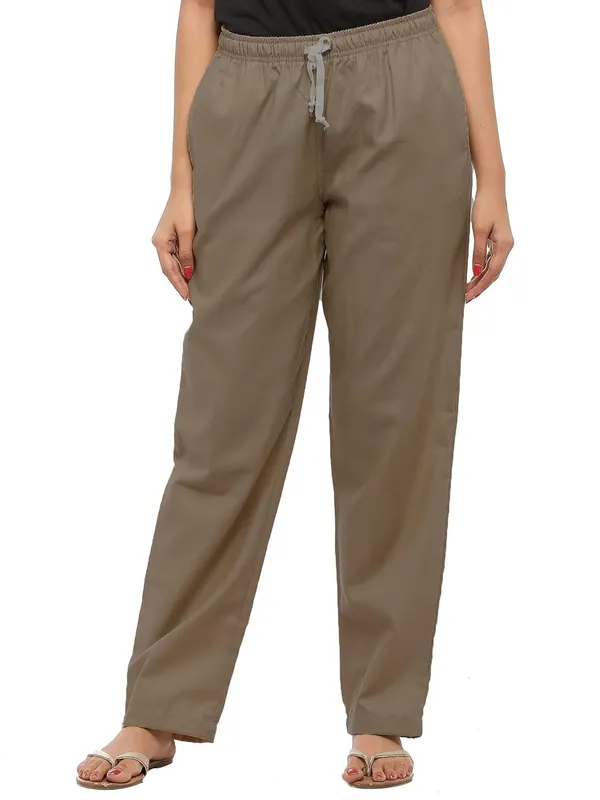 Brown_Plus_Size_Cotton_Linen_Solid_Lounge_Bottom_Pant_Pyjamas_For_Women