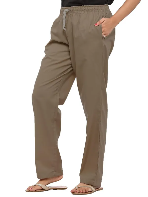 Brown_Plus_Size_Cotton_Linen_Solid_Lounge_Bottom_Pant_Pyjamas_For_Women