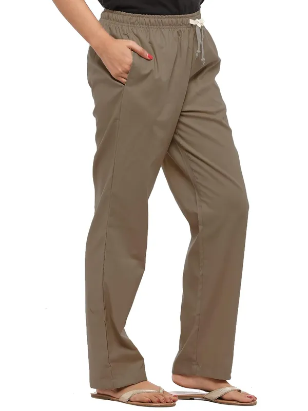Brown_Plus_Size_Cotton_Linen_Solid_Lounge_Bottom_Pant_Pyjamas_For_Women