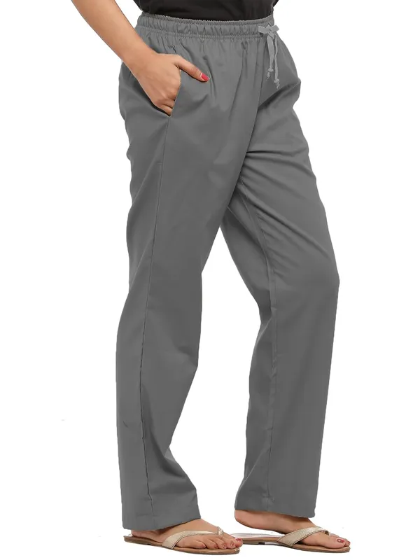 Grey_Plus_Size_Cotton_Linen_Solid_Lounge_Bottom_Pant_Pyjamas_For_Women