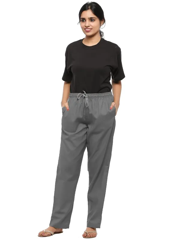 Grey_Plus_Size_Cotton_Linen_Solid_Lounge_Bottom_Pant_Pyjamas_For_Women