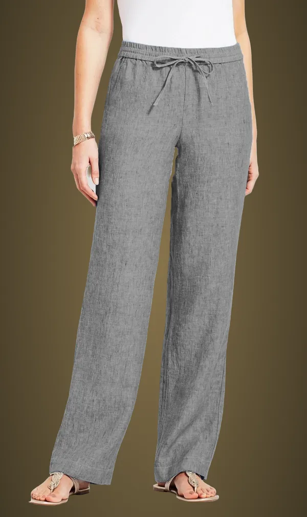 Grey_Chambray_Plus_Size_Cotton_Linen_Solid_Lounge_Bottom_Pant_Pyjamas_For_Women